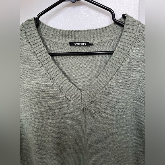 Olsen vest/pullover-side slits, ribbed v-neck, arms, and bottom, oversized - Picture 11 of 12